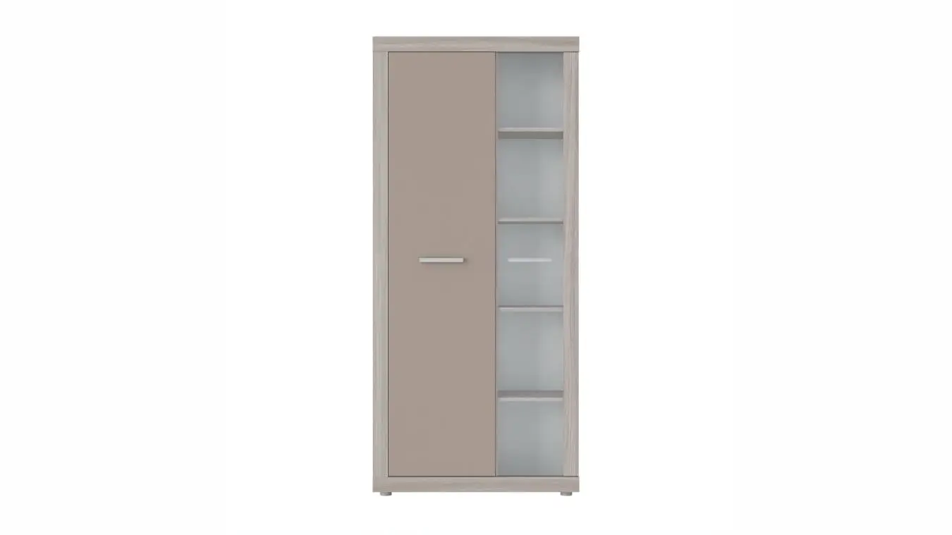 Шкаф двухдверный со стеклом Tiss, цвет Ясень шимо+Капучино фото - 1 - большое изображение